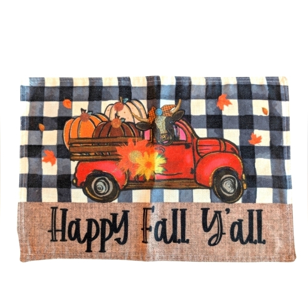 Fall Watercolor Plaid Placemats Set of 4
